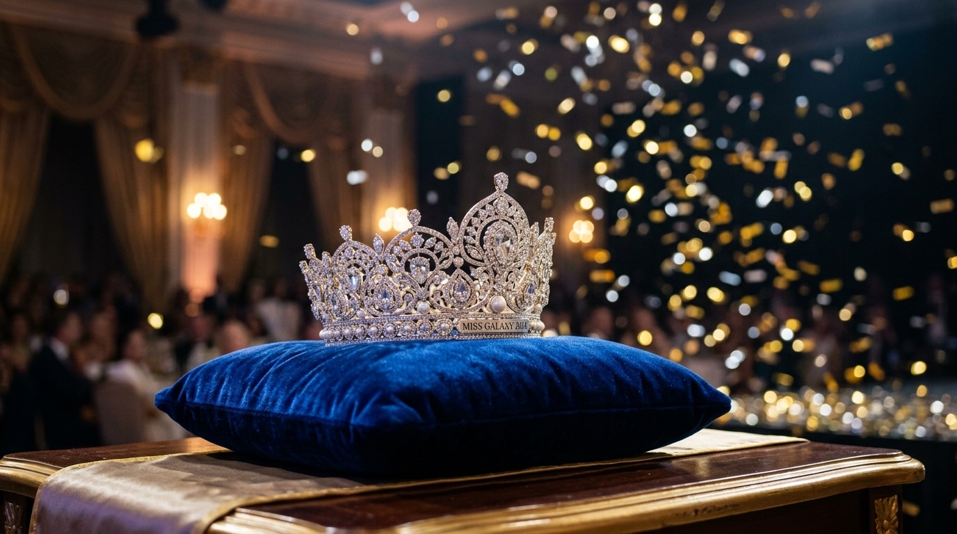 Couronne de miss posée seule sous une lumière douce