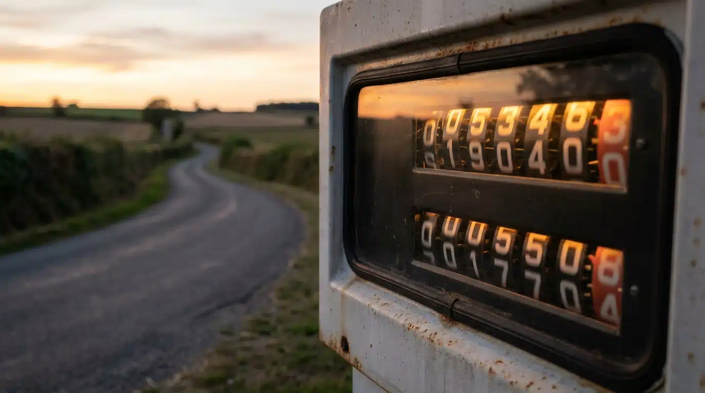 Compteur de pompe à carburant en zone rurale