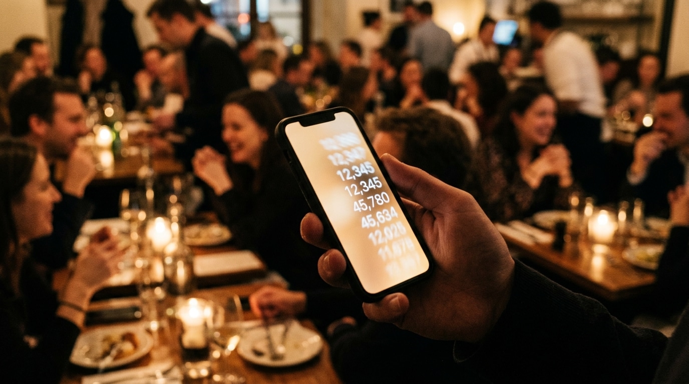 Téléphone filmant une scène dans un restaurant bondé