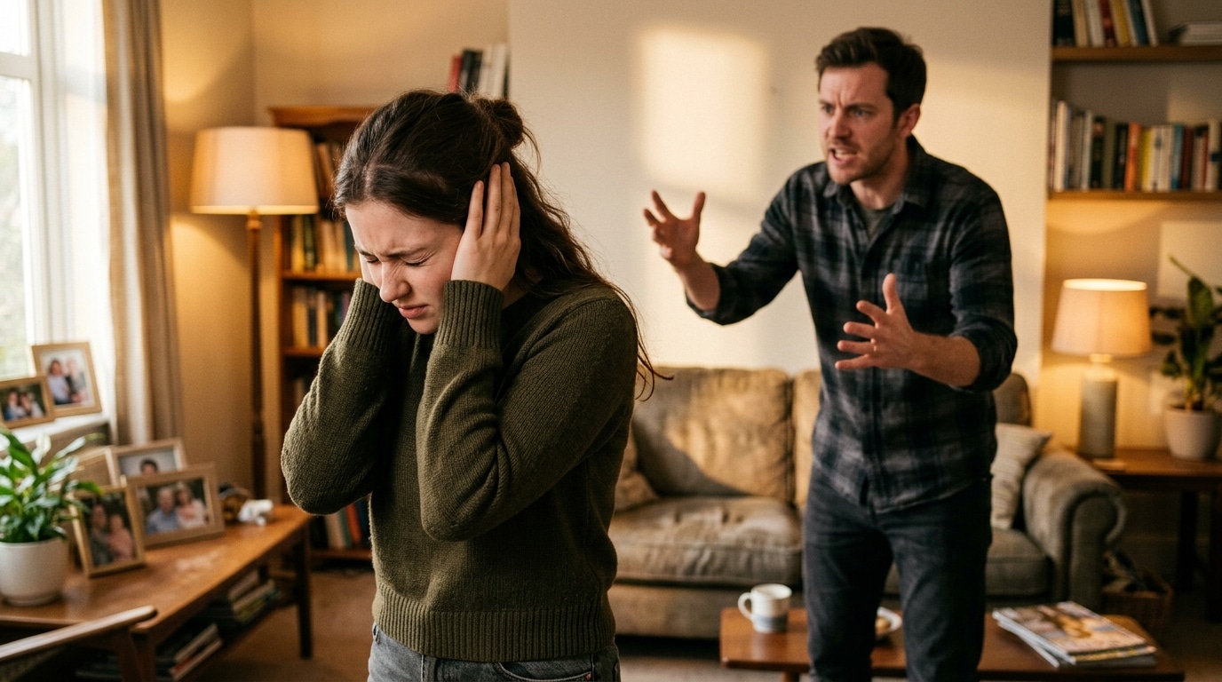 Couple en pleine dispute dans un salon