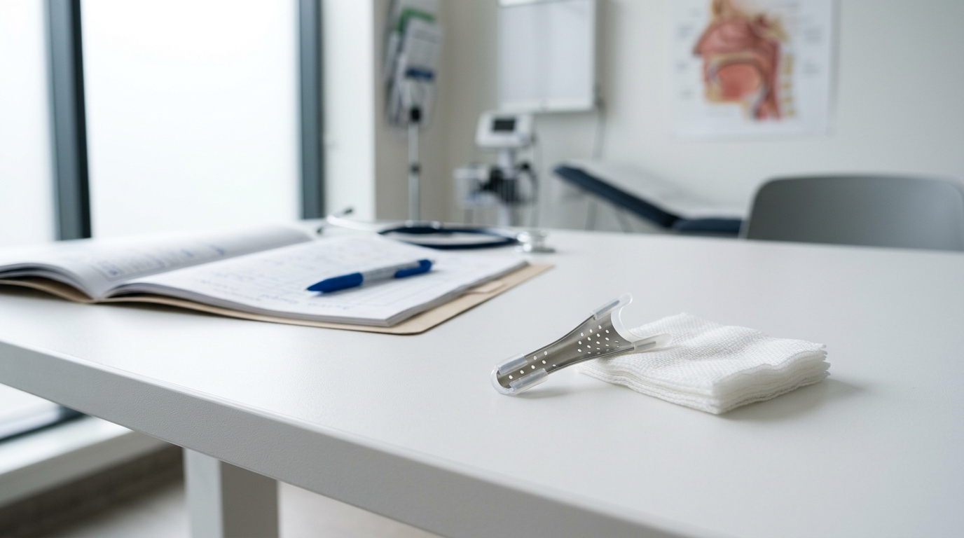 Matériel médical nasal sur table de consultation