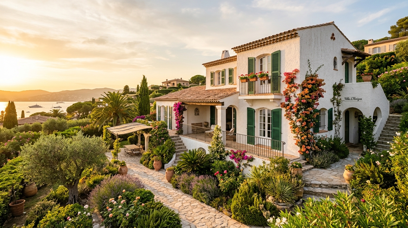 Villa de Saint-Tropez baignée de lumière dorée