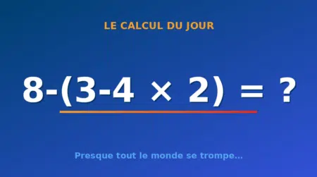 Le calcul du jour : 8-(3-4 × 2) — mardi 1 septembre 2026