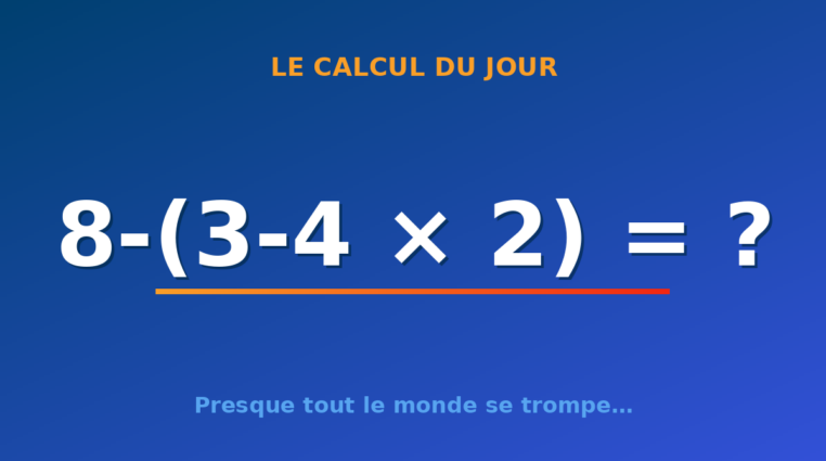 Le calcul du jour : 8-(3-4 × 2) — mardi 1 septembre 2026