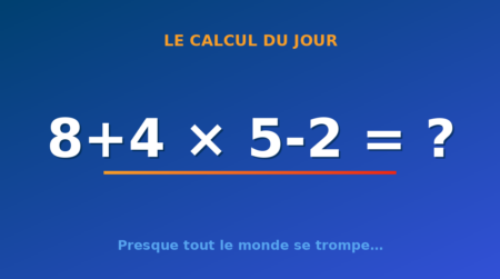 Le calcul du jour : 8+4 × 5-2 — mercredi 2 septembre 2026