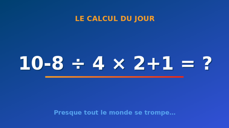 Le calcul du jour : 10-8 ÷ 4 × 2+1 — mardi 15 septembre 2026