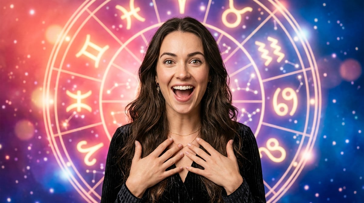 Jeune femme tenant un cristal lumineux dans une ambiance mystique pour l'horoscope de la semaine