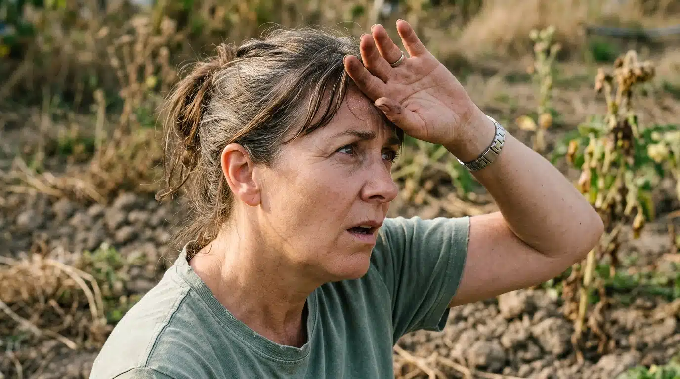 Personne essuyant son front sous une chaleur inattendue