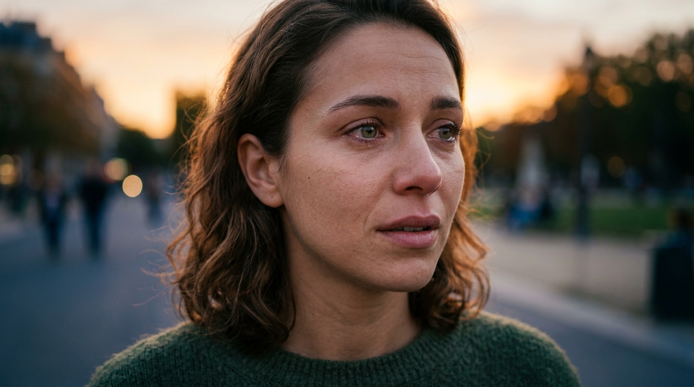 Jeune femme pensive au regard tourné vers l'horizon