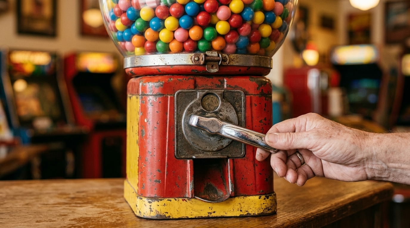 Distributeur de boules de chewing-gum vintage des années 70