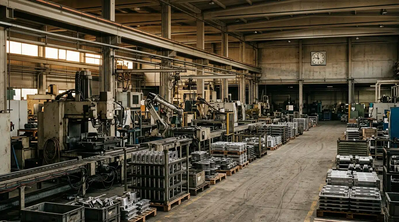 Chaîne de montage industrielle vide et silencieuse