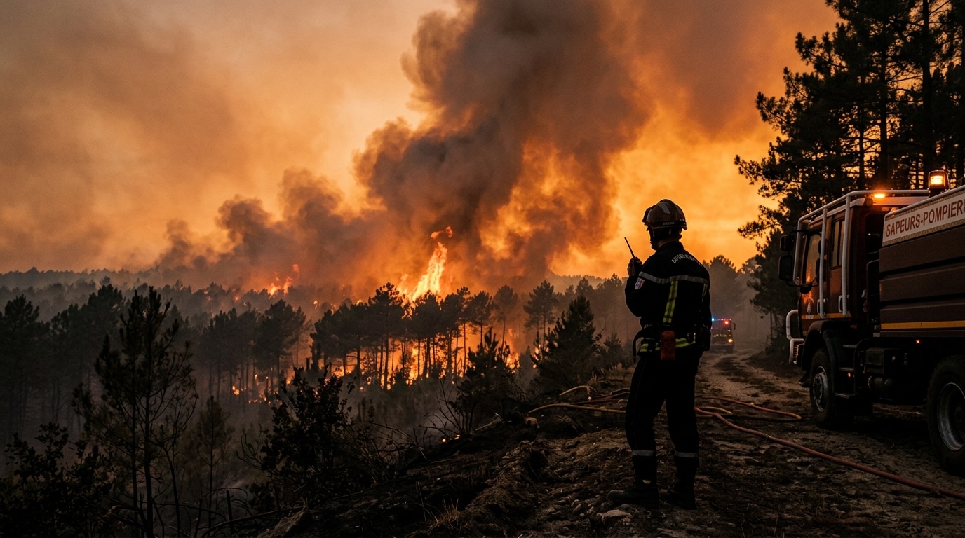 Incendie de forêt en Gironde pendant la canicule