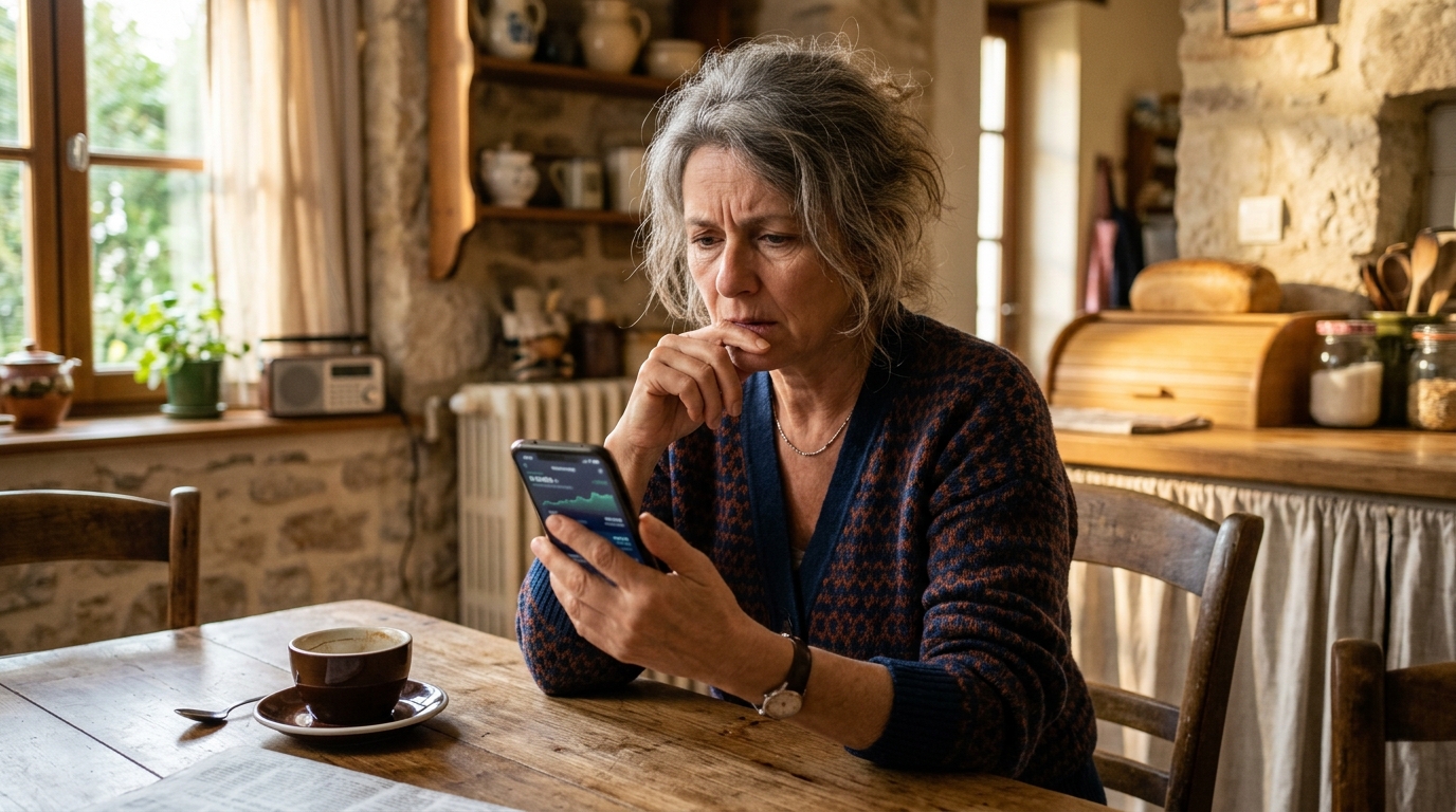 Femme consultant son solde de Livret A sur smartphone