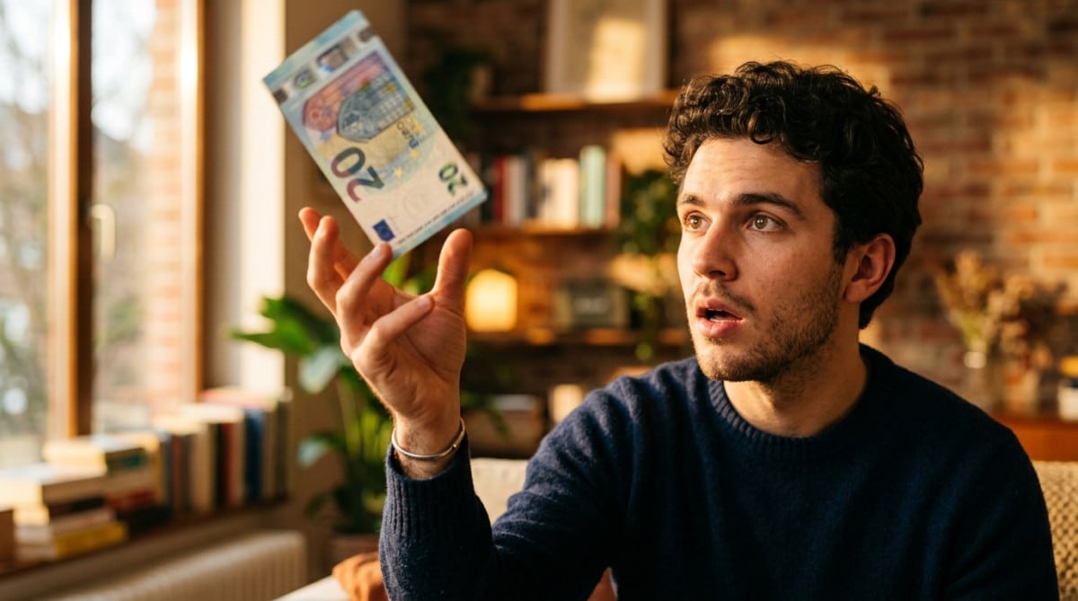 Main essayant d'attraper un billet qui tombe