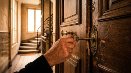 Main tournant une clé deux fois dans une serrure