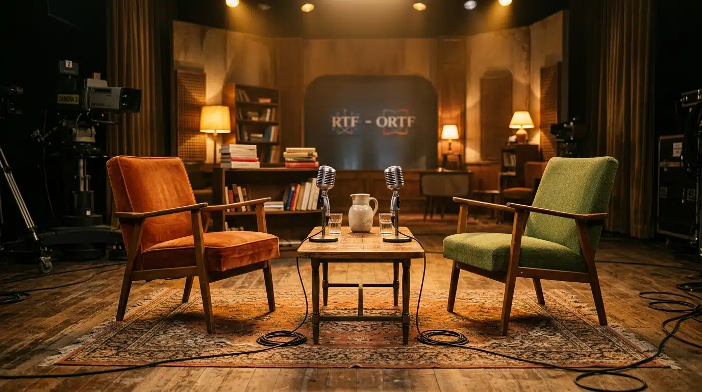 Deux fauteuils vides d'un plateau télé jamais partagé