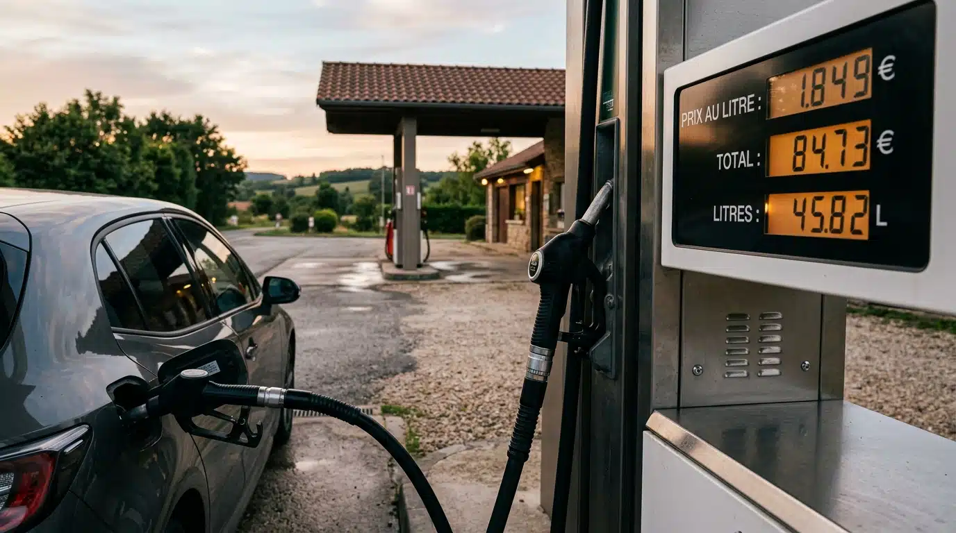 Pompe à carburant avec afficheur de prix en gros plan
