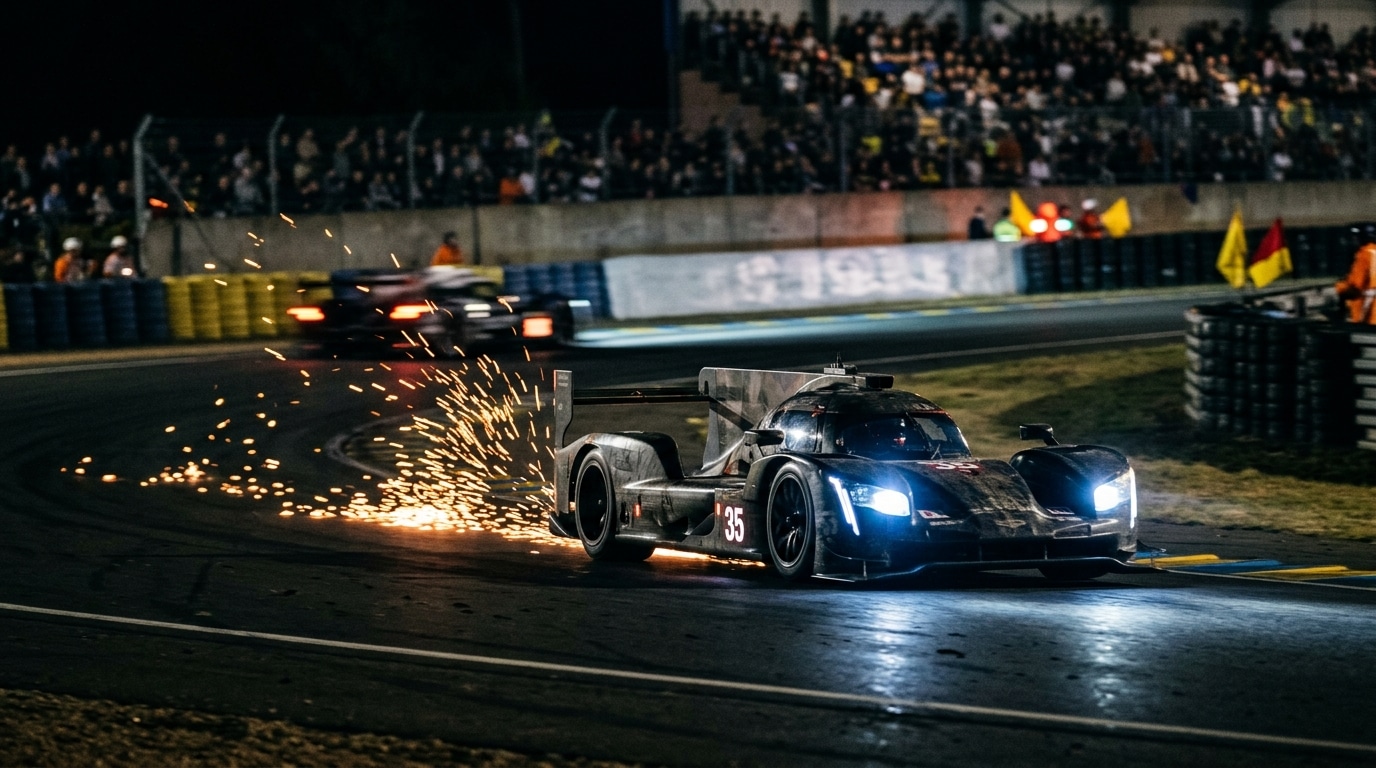 Prototype d'endurance roulant de nuit au Mans