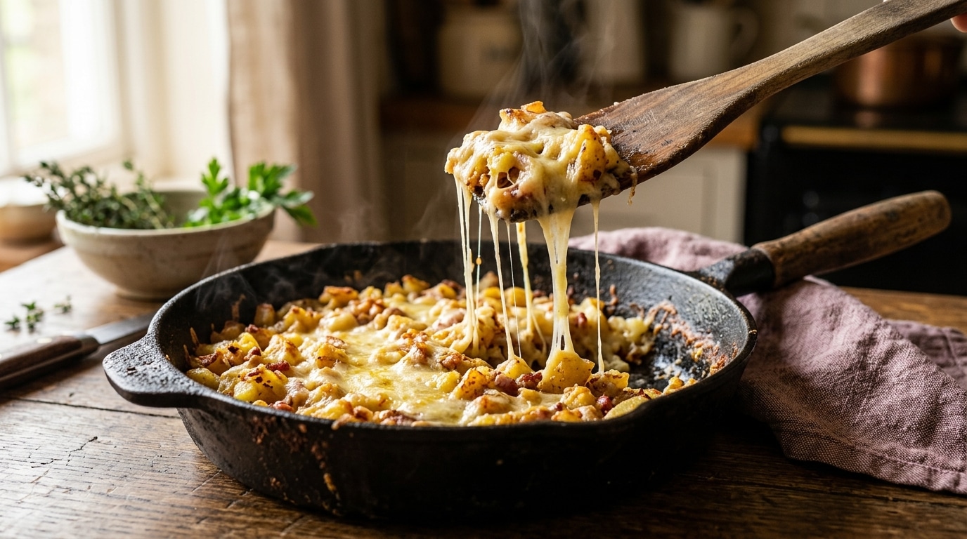 Poêlée de truffade au fromage filant et pommes de terre dorées