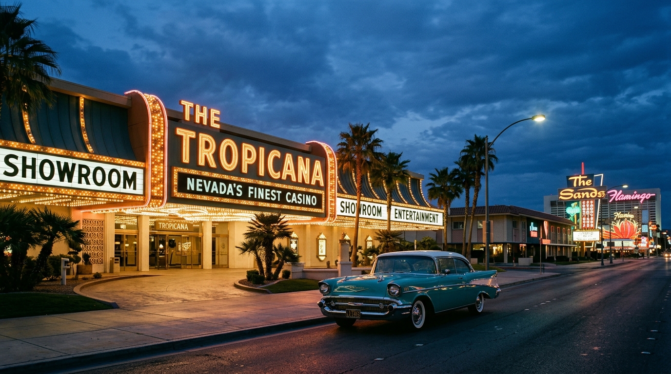 Façade d'un casino de Las Vegas à l'heure dorée