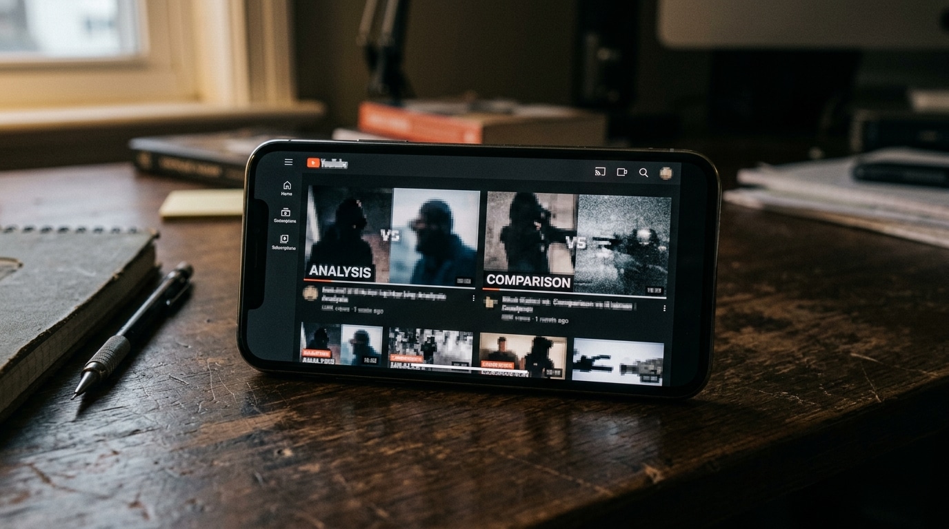 Smartphone affichant des images de comparaison floutées liées à une théorie complotiste