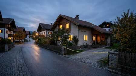 Rue résidentielle autrichienne calme au crépuscule