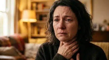 Personne avec la gorge nouée avant de pleurer