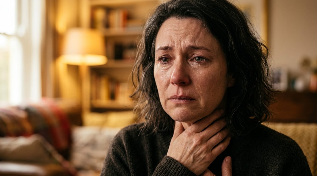 Personne avec la gorge nouée avant de pleurer