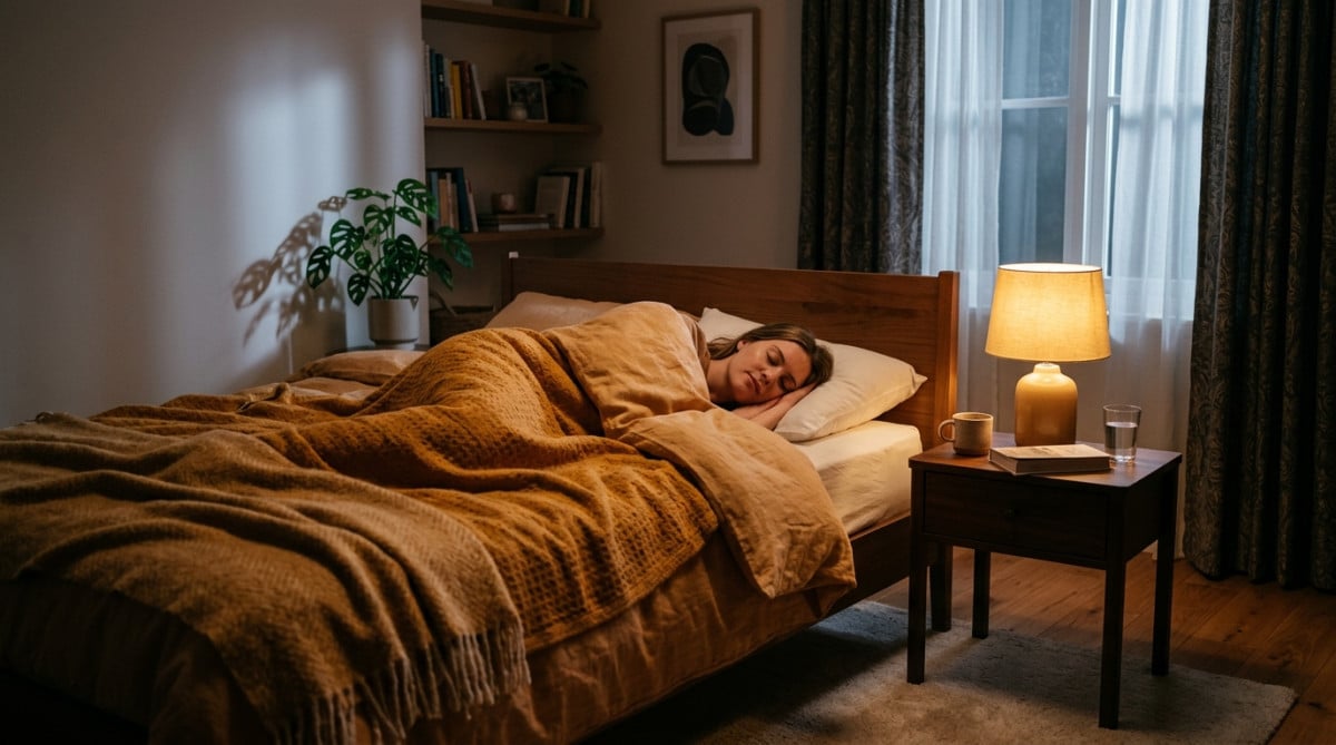 Personne endormie paisiblement dans un lit chaleureux