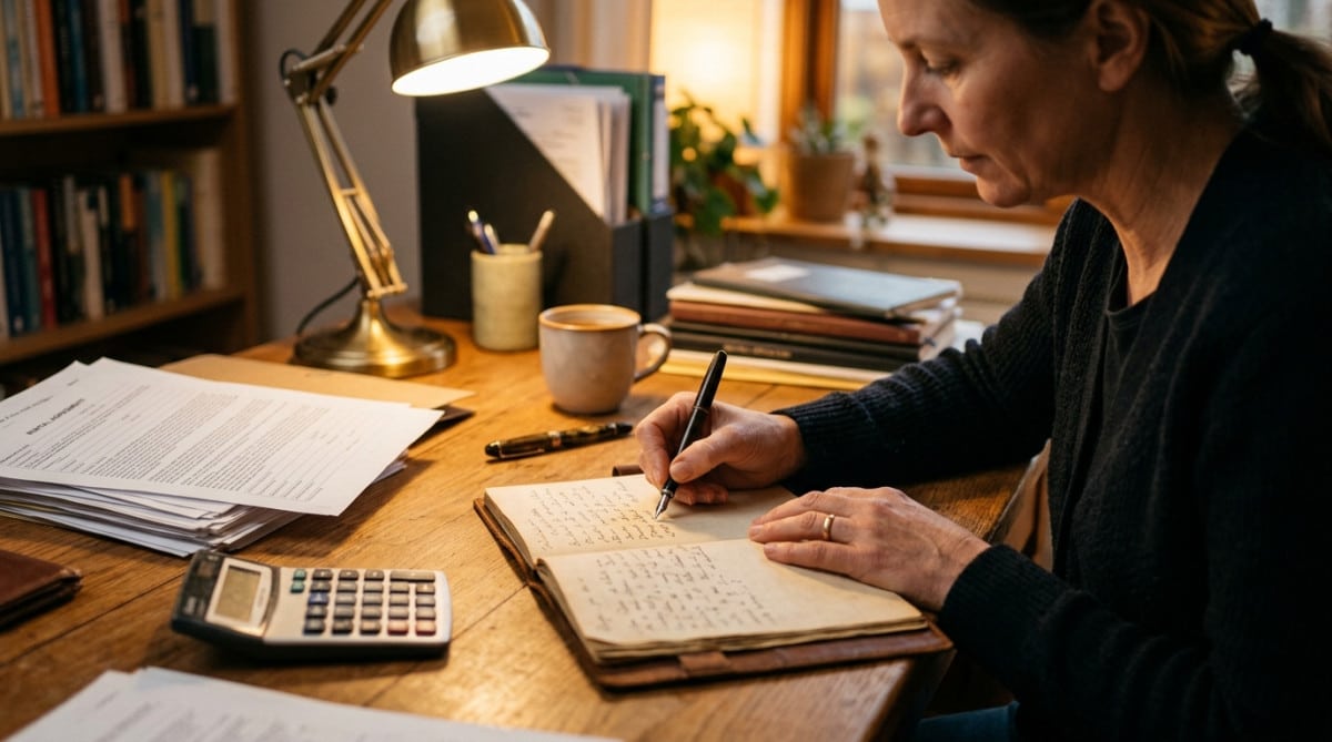 Personne rédigeant une lettre de mise en demeure