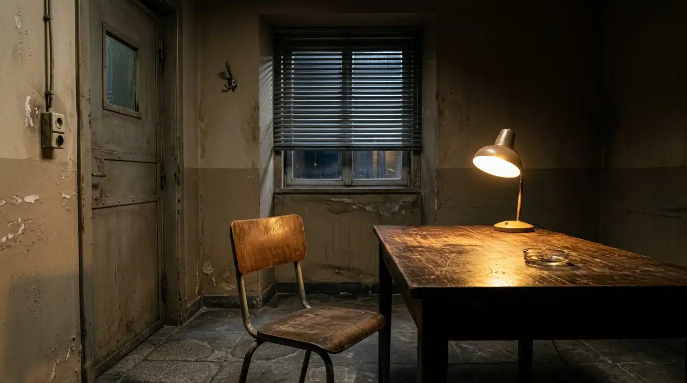 Salle d'interrogatoire d'un commissariat portugais