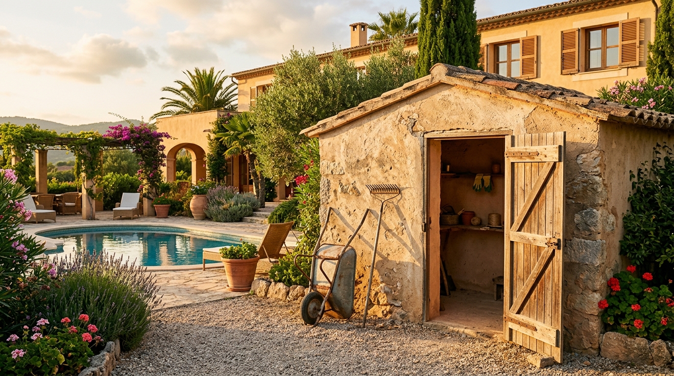 Cabanon de jardinier près d'une piscine de villa portugaise