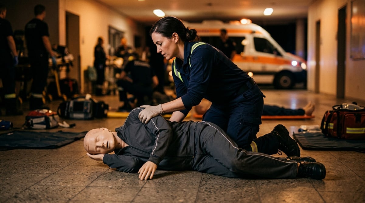 Position latérale de sécurité démontrée sur un mannequin