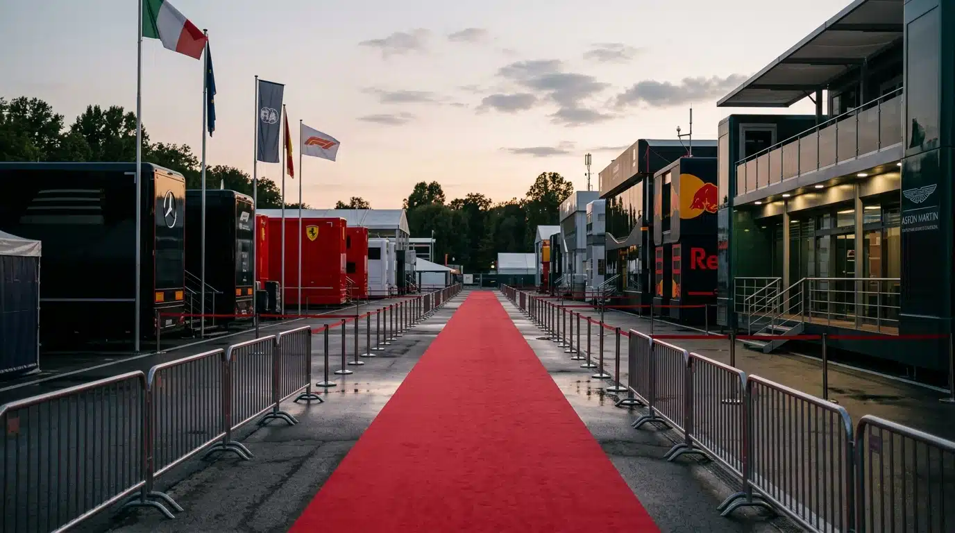 Le paddock de Monza, décor du documentaire sur Michael Schumacher