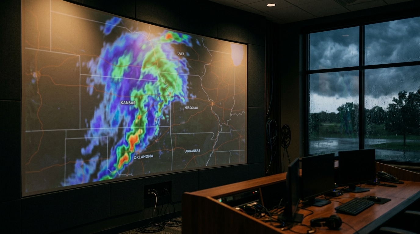 Grande carte météo orageuse des États-Unis sur un écran