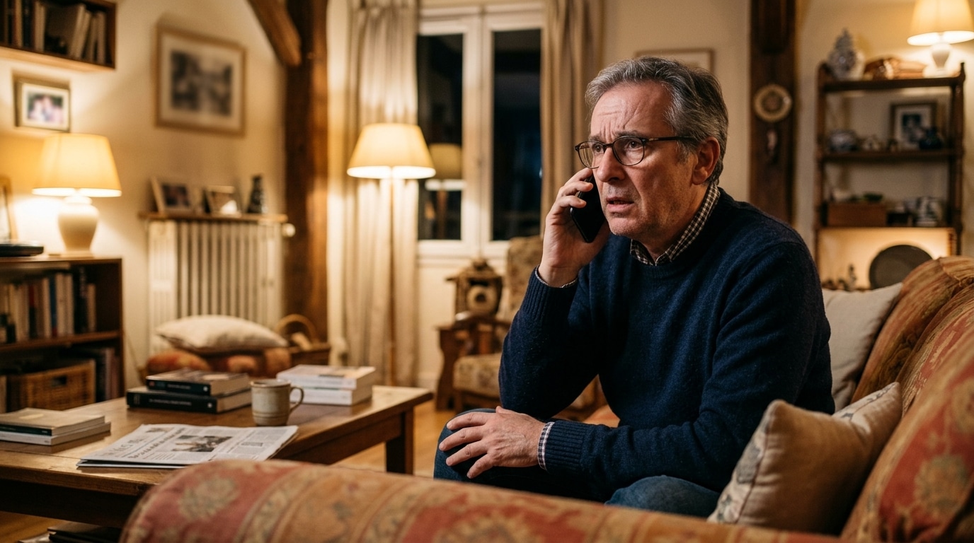 Homme appelant le 15 depuis son canapé, inquiet