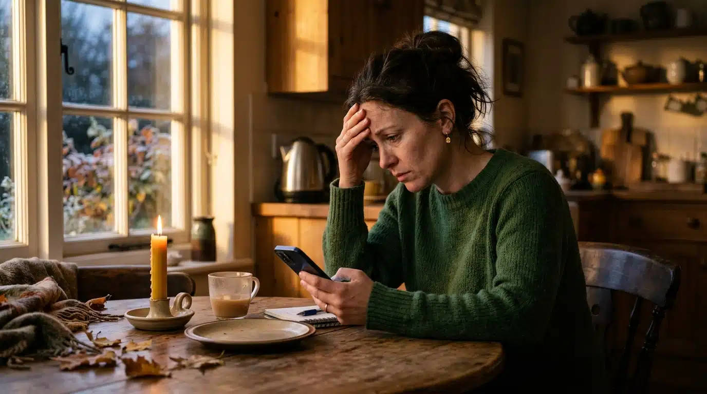 Femme stressée au petit-déjeuner pendant la rentrée