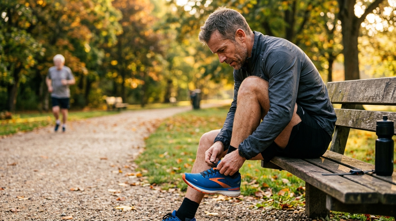 Homme qui s'échauffe avant sa reprise du sport en septembre