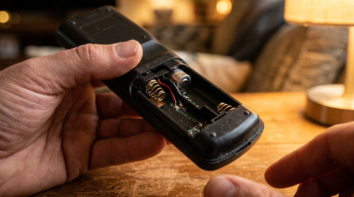 Ressorts métalliques à l'intérieur d'une télécommande ouverte