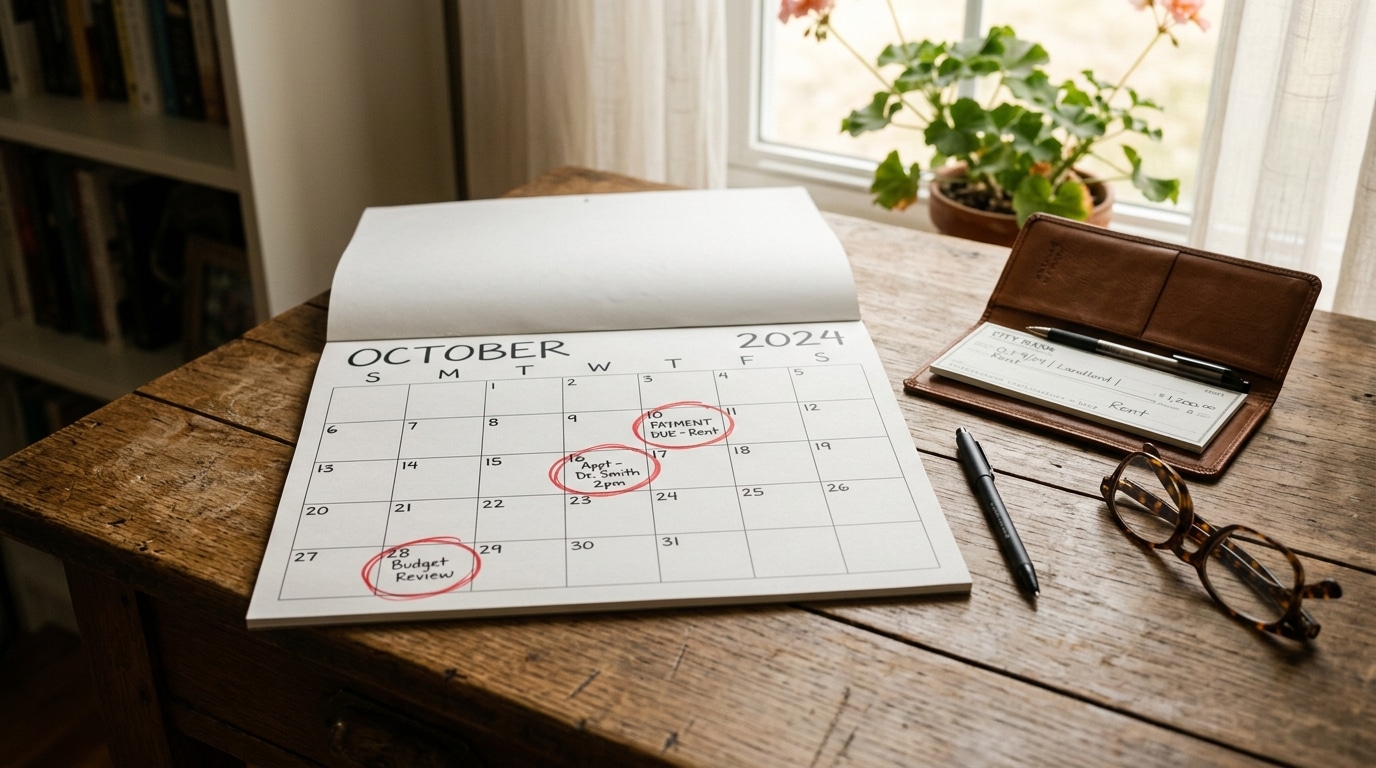 Calendrier d'octobre avec dates de versement encerclées