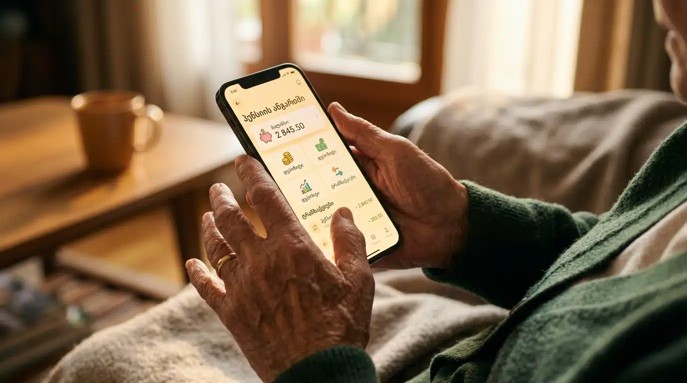 Mains âgées consultant une application bancaire