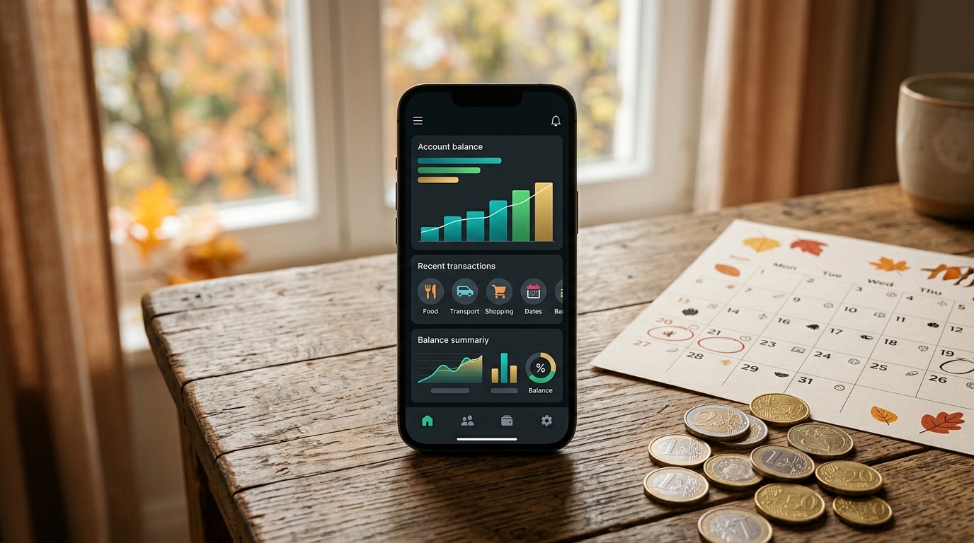 Calendrier et pièces d'euros posés près d'un smartphone