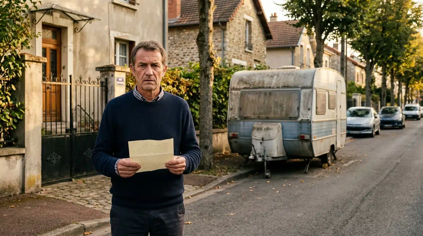 Homme inquiet recevant un courrier de la mairie