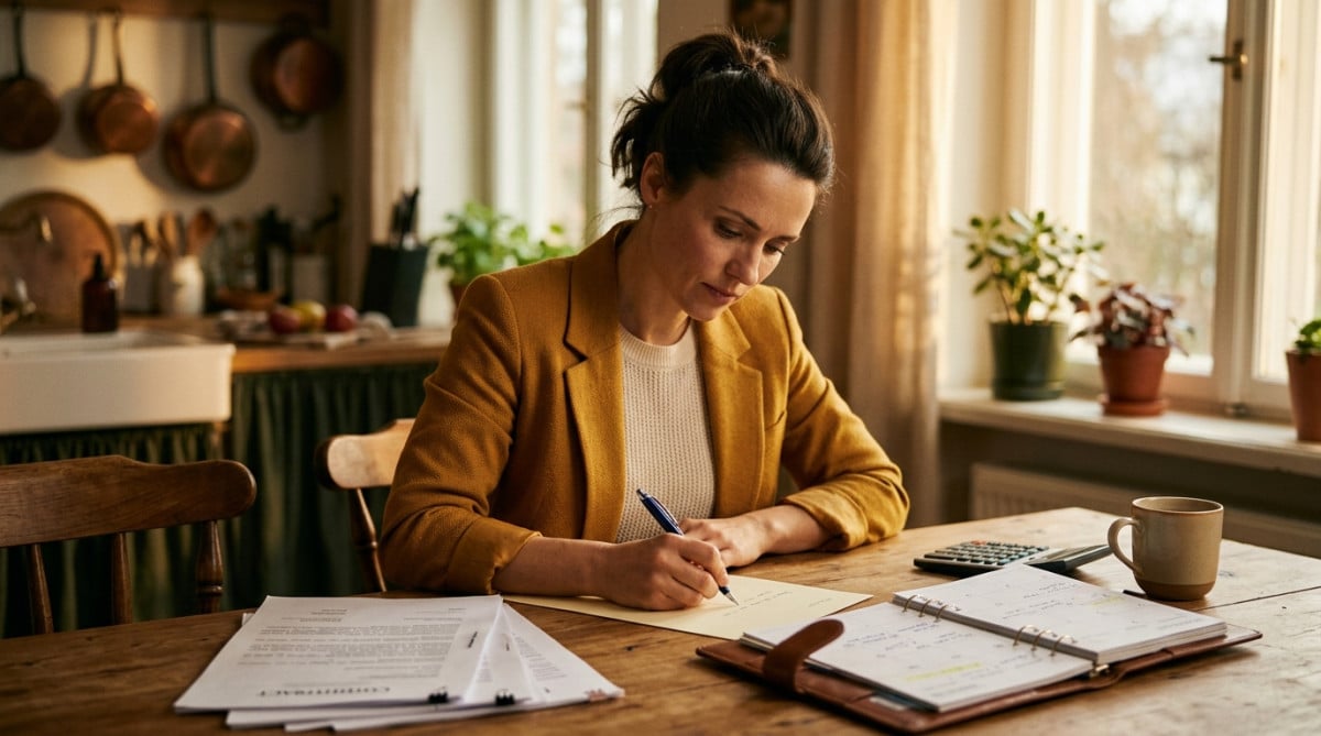 Salarié rédigeant une lettre pour contester ses horaires