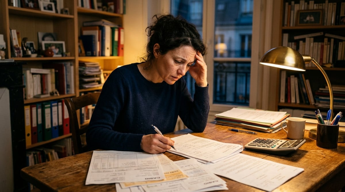 Salarié vérifiant ses bulletins de paie et son contrat
