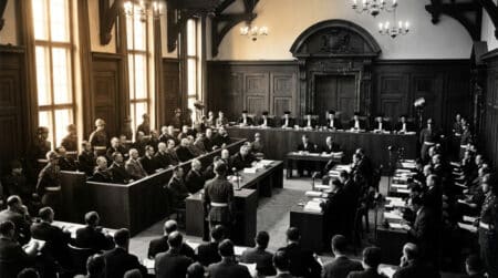 Salle du tribunal de Nuremberg en 1946