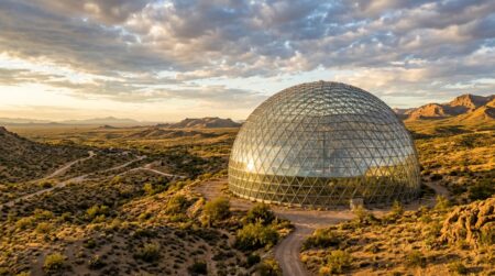 Dôme de verre géant isolé dans le désert d'Arizona