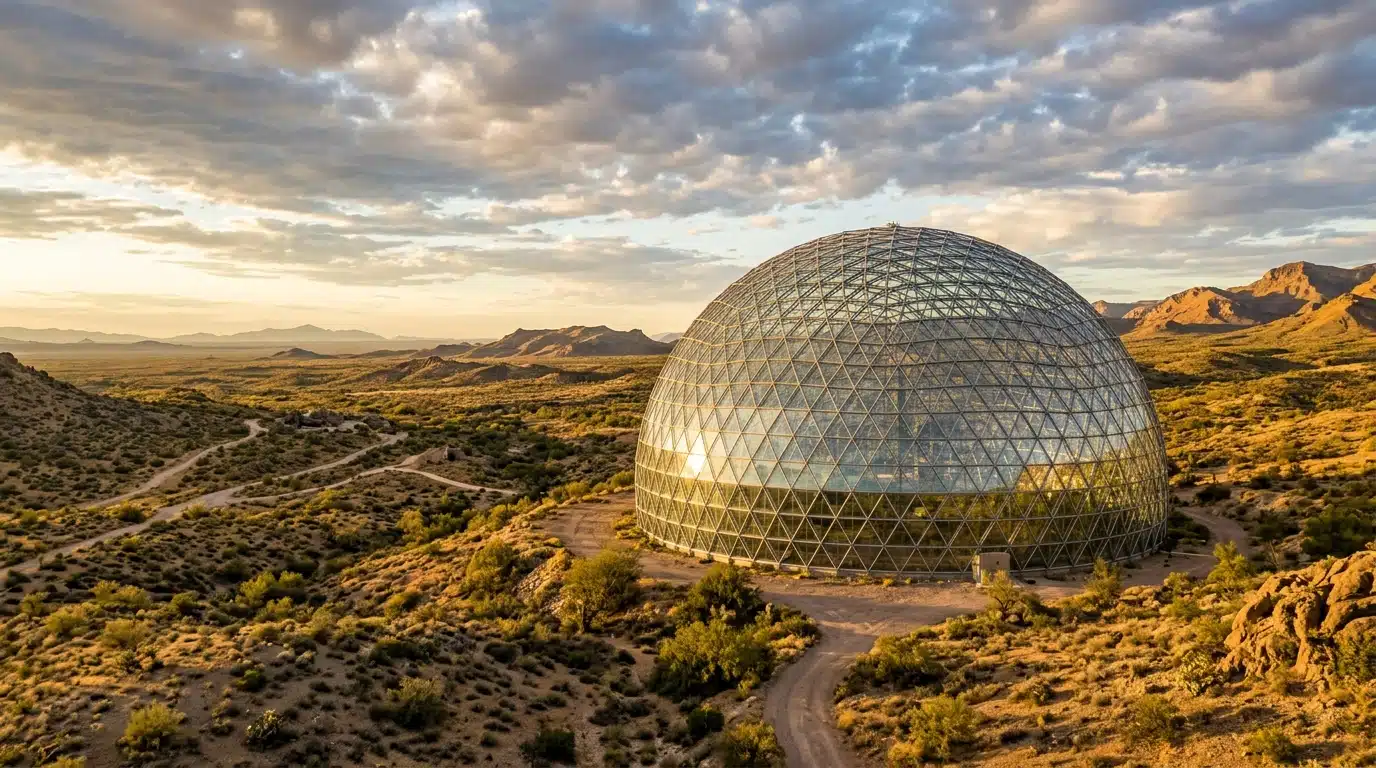 Dôme de verre géant isolé dans le désert d'Arizona