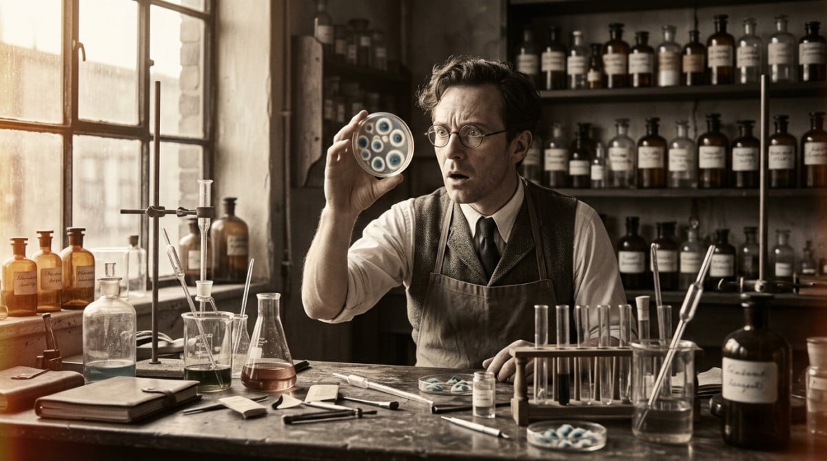 Scientifique découvrant la moisissure de pénicilline en laboratoire
