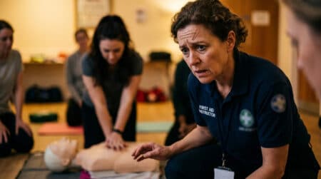 Secouriste inquiet pendant une formation aux premiers secours